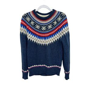 American eagle Mens S Fair Isle Nordic‎ Printed Crew Neck Sweater Blue